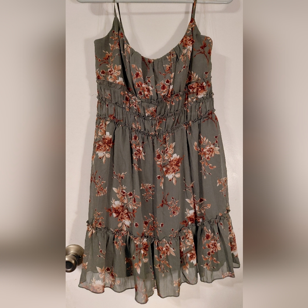 Trixxi Floral Mini Dress in Gray and Red